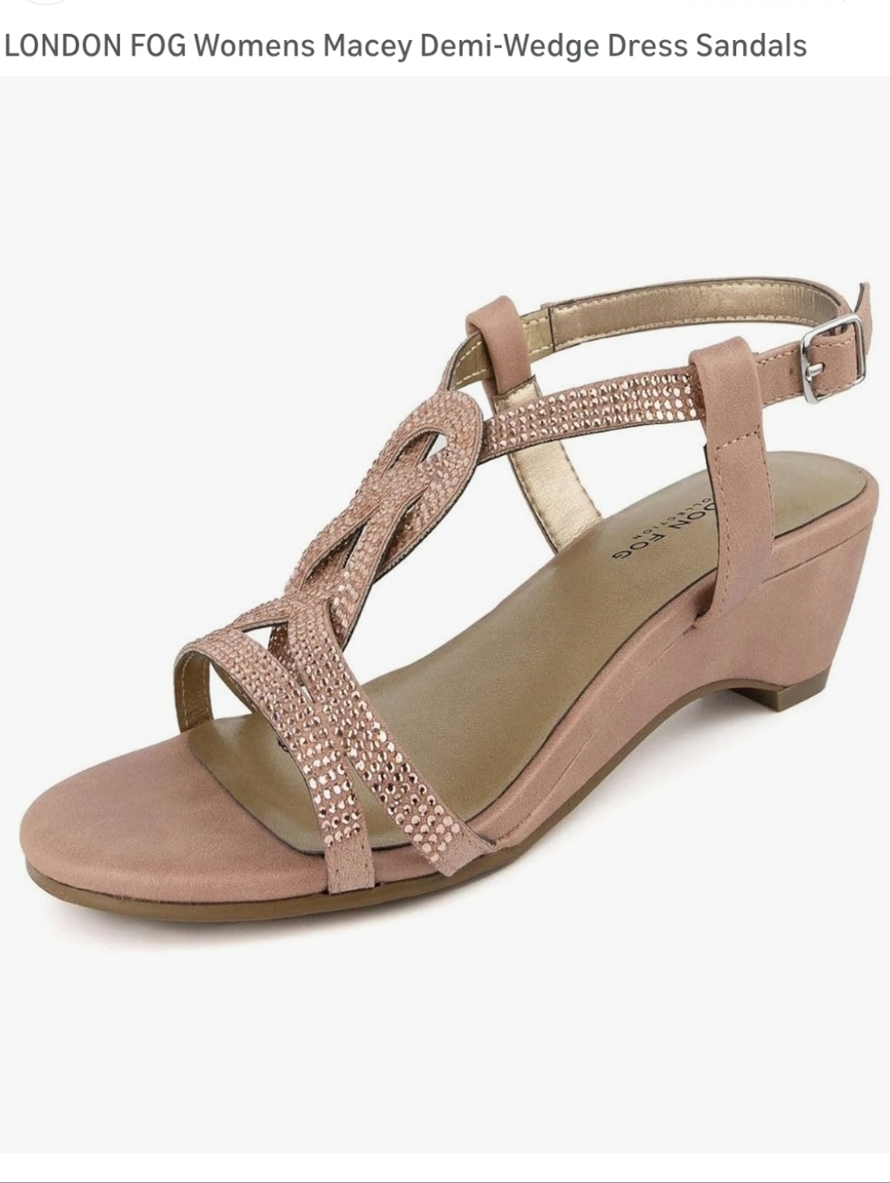 London Fog Womens Macey Demi-Wedge Dress Sandals In Rose Gold Size 11 Womens New